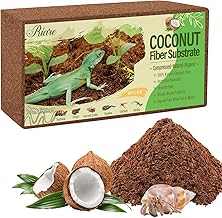 Riare 1 Pack Natural Coconut Fiber Substrate for Reptile Coco Substrate Premium Compressed Coconut Husk Terrarium Bedding for Reptile, Tortoise, Frogs, Snakes Hermit Crabs, Burrowing Animals