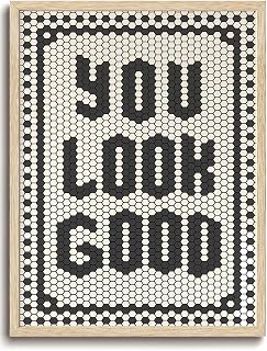 KISSFOX Framed Wall Art Western Wall Decor You Look Good Pictures Geometric Typography Canvas Art Farmhouse Southwestern Paintings Artwork For Bedroom Bathroom Living Room