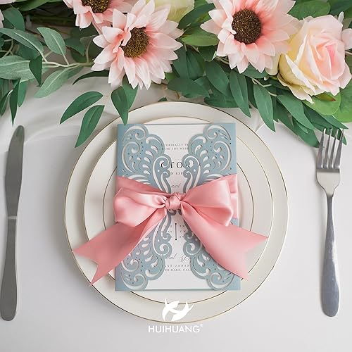 Miniatura 3 de HUIHUANG Cinta rosa de satén de doble cara de 1.5 pulgadas, cinta de seda de poliéster de color oro rosa, 50 yardas para suministros de