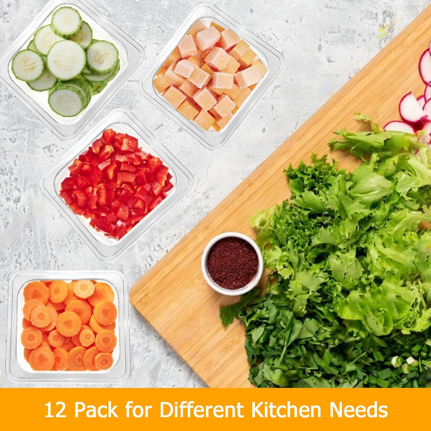 12-Pack 6'' Deep NSF Food Pans 1/6 Size | Commercial Food Storage Containers | Polycarbonate Plastic Pans for Restaurant | Commercial Grade for Food Prep | Clear | Dishwasher & Freezer Safe