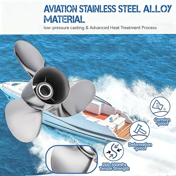 13 3/4 x 15 Stainless Steel Boat Outboard Propeller for Mercury Engines 40-140 HP/Mercruiser Alpha One, 15 Spline Tooth, RH, 13.75 Dia x 15 Pitch