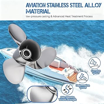 13 3/4 x 15 Stainless Steel Boat Outboard Propeller for Mercury Engines 40-140 HP/Mercruiser Alpha One, 15 Spline Tooth, RH, 13.75 Dia x 15 Pitch