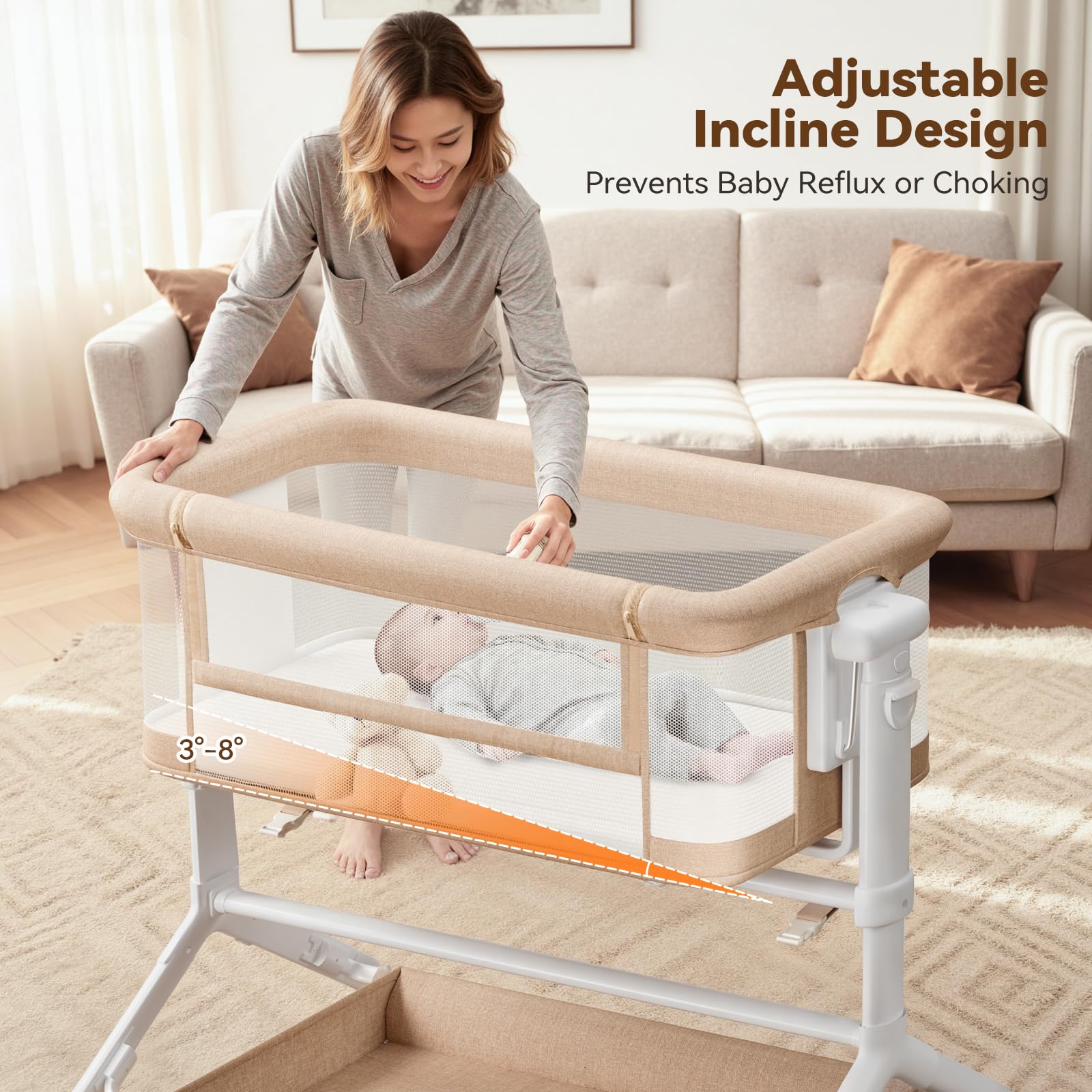 Amazon.com: COMOMY Baby Bassinets Bedside Sleeper, 3 in 1 Baby