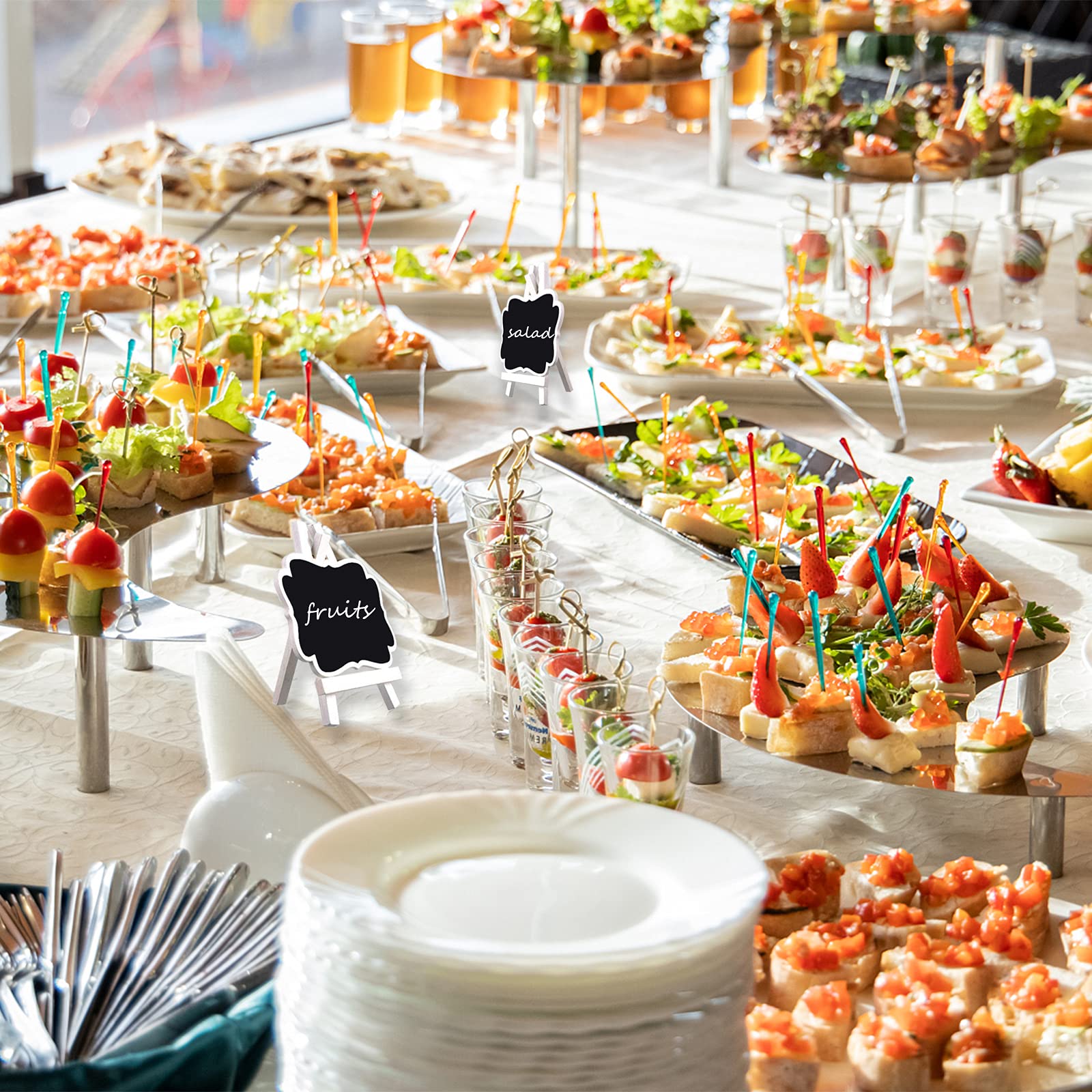 30 Pcs Wooden Mini Chalkboard Signs With Easels - For Food Labels, Table Numbers, Wedding & Party Decor