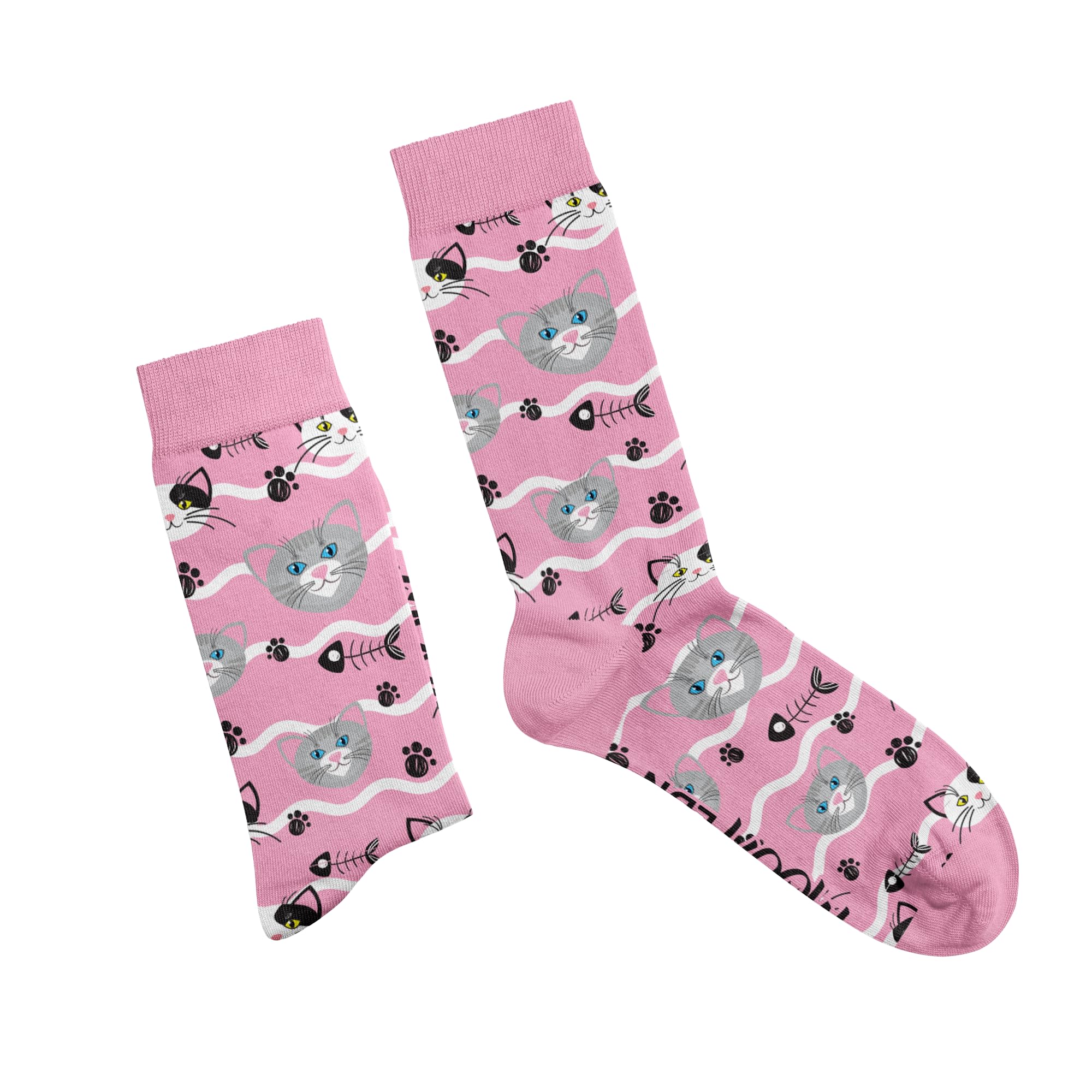 MOJA LDN Premium Funky Bamboo Socks - Soft and Stylish Bamboo Socks - Eco Friendly and Durable Men & Women Socks (UK, Numeric, 3, 8, Regular, Regular, Women, Cats)
