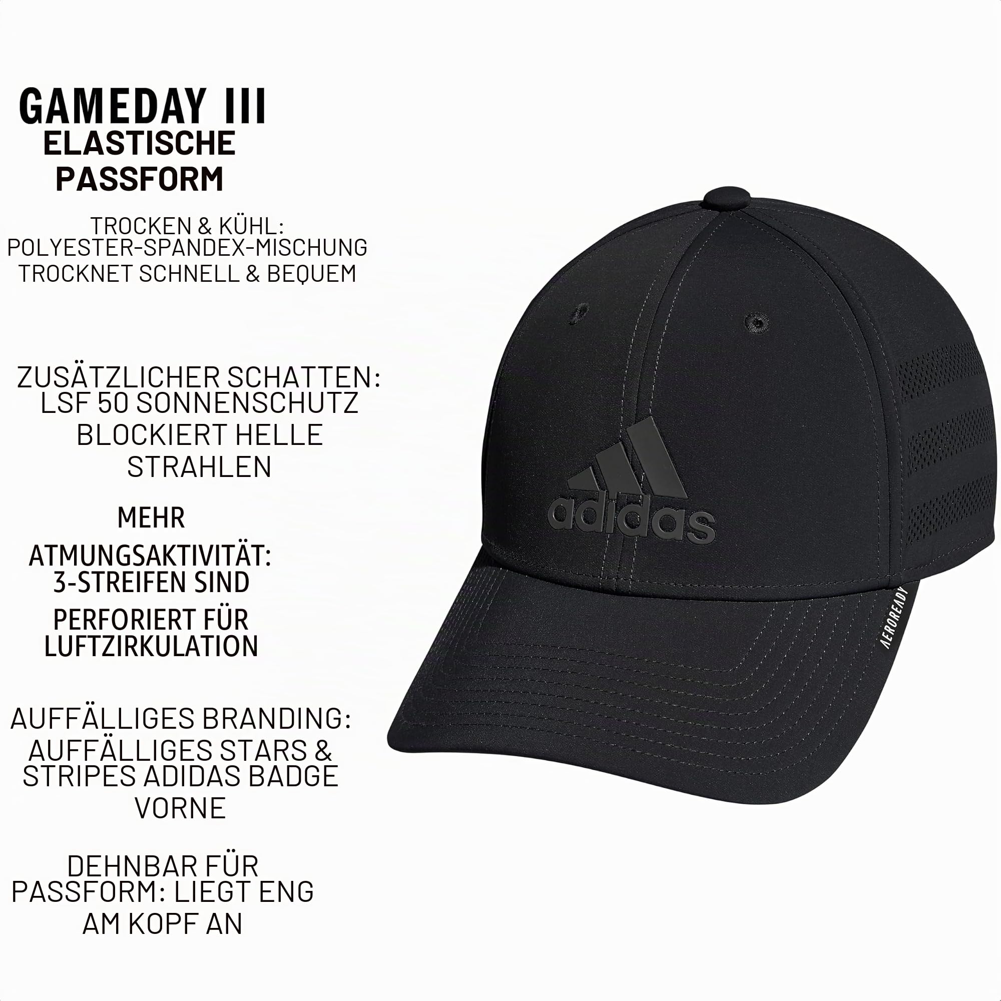 adidas Unisex Baseballkappe Gameday Hat – Flexible Stretch Sports Baseball Cap