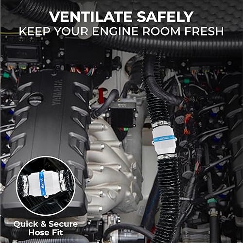 Miniatura 3 de Inline Marine Soplador de ventilación de barco de 12 V a 3 pulgadas, soplador de sentina de alto rendimiento de 130 CFM para compartimento del motor
