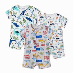 3-Pack 100 Cotton Baby Boy Rompers 0-24Months Short Sleeve Toddler Romper Breathable Spring Summer Clothes