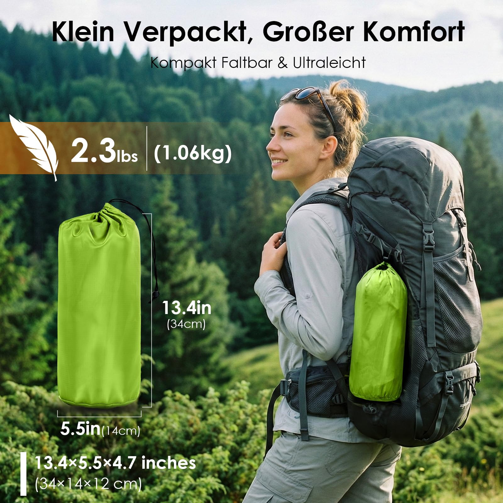 Minthouz Isomatte Camping, Ultraleicht Luftmatratze Camping mit Fußpumpe & Kissen Tragbare Aufblasbare Matratze Strapazierfähiges Campingmatratze für Wandern Strand Outdoor Reise