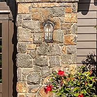 Vista 9 de YUBOLE Luces de pared al aire libre para la casa, lámpara exterior para porche delantero, patio, garaje, entrada con vidrio texturizado martillado