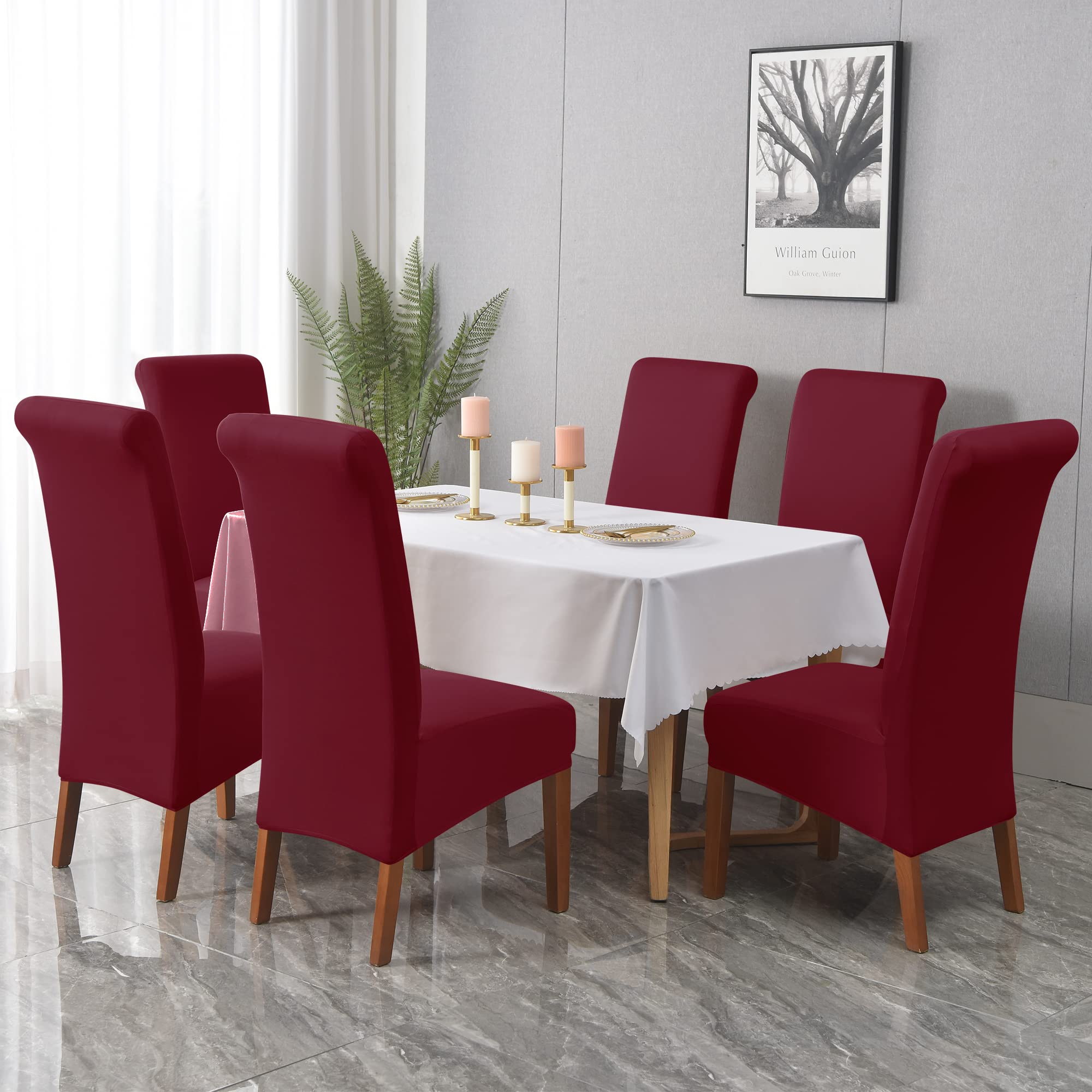 Kozuoan XL Size Chair Covers for Dining Chairs spandex dining chair covers, detachable and washable (Wine Red, Pack of 4) - Image 3
