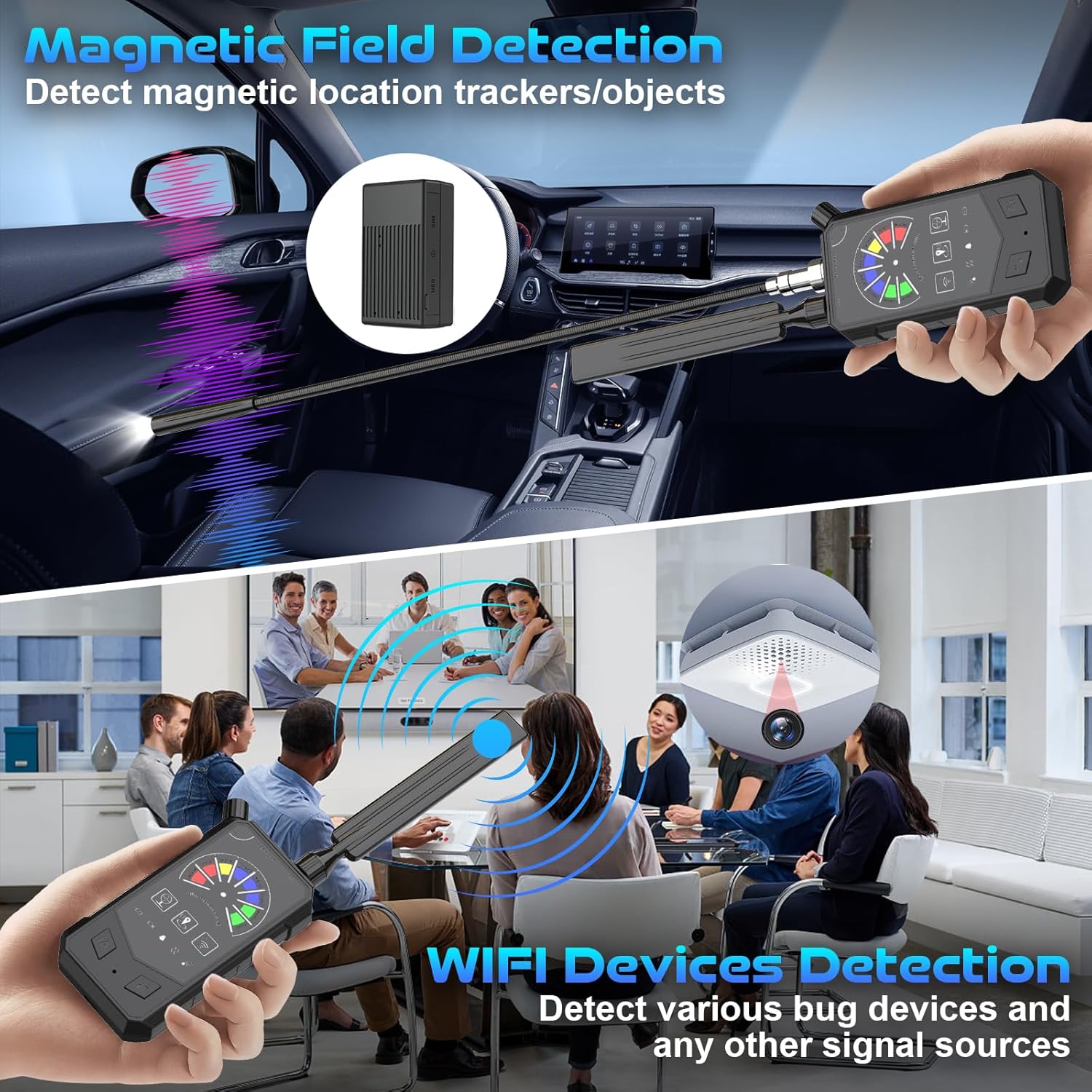 Hidden Camera Detector Spy Camera Finder, GPS Tracker and Bug Detectors, Listening Devices Detector for Car, Hotel, Travel, No Eyes Anti-Spy RF Signal Detector - Image 4