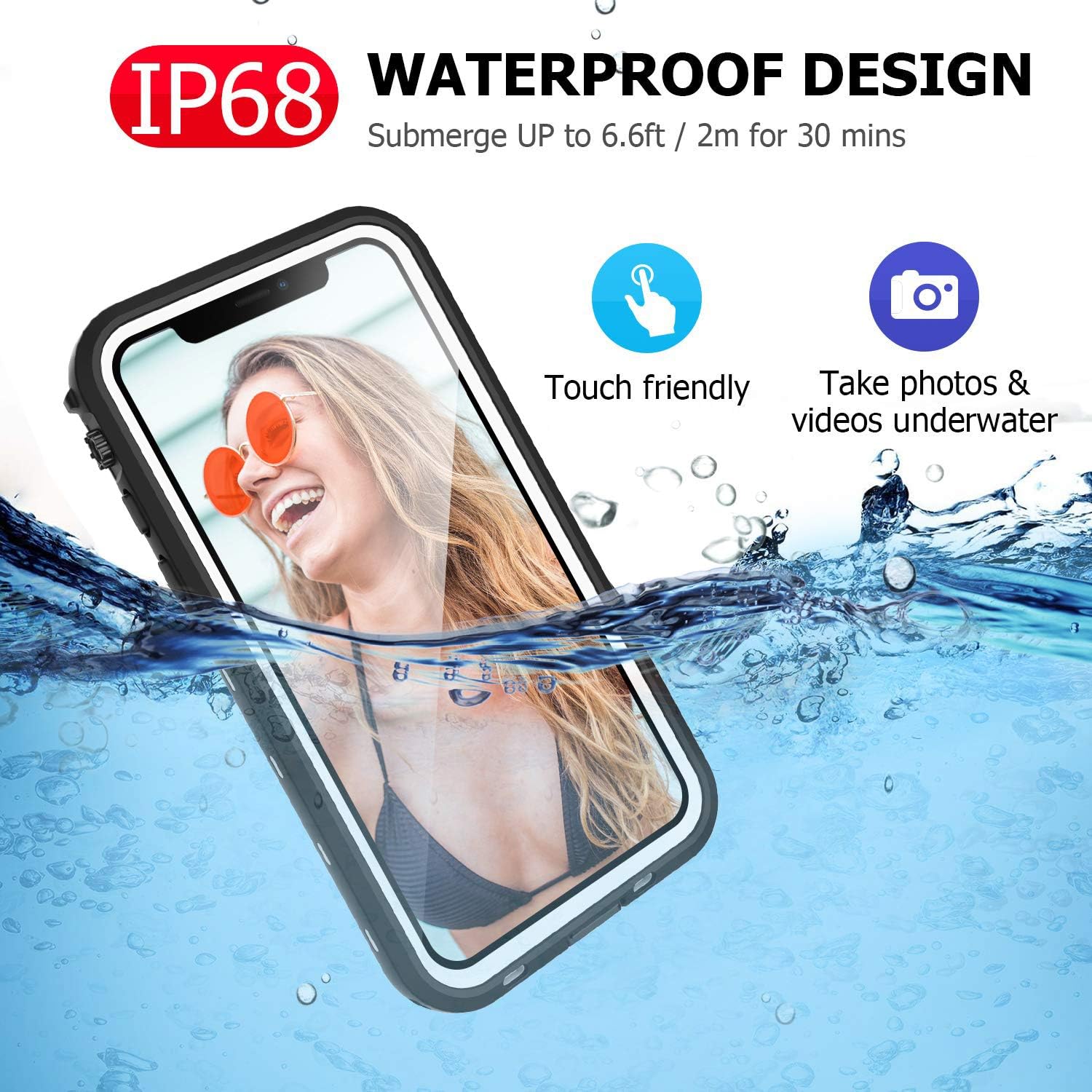 YEENOR iPhone 11 Waterproof Case, Dustproof Snowproof Shockproof Waterproof iPhone 11 Case with Screen Protector, Underwater Full Body Protection Heavy Duty Protective Case for iPhone 11/6.1"