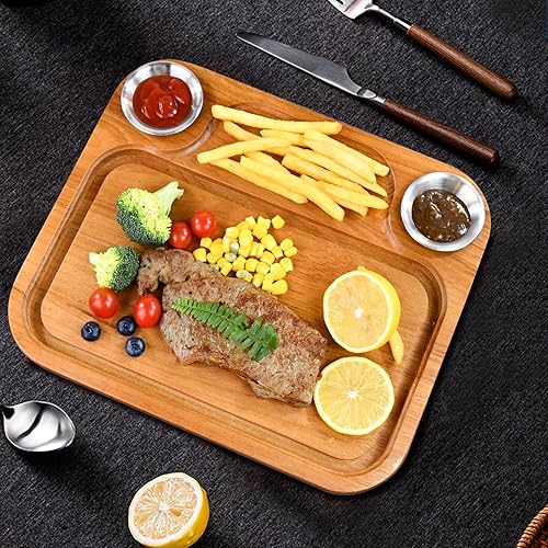 Miniatura 7 de Los platos de madera para carne incluyen 2 tazas de salsa, juego de tabla de carne de madera para servir comida y carne tabla de cortar con ranura