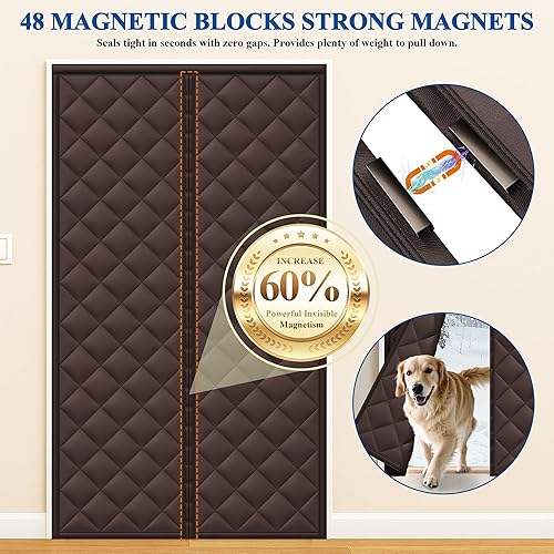 Miniatura 34 de MAGZO Cortina aislante para puerta corrediza de vidrio para invierno, 72 x 80 pulgadas, relleno Oxford mejorado con algodón grueso, kit de Gris