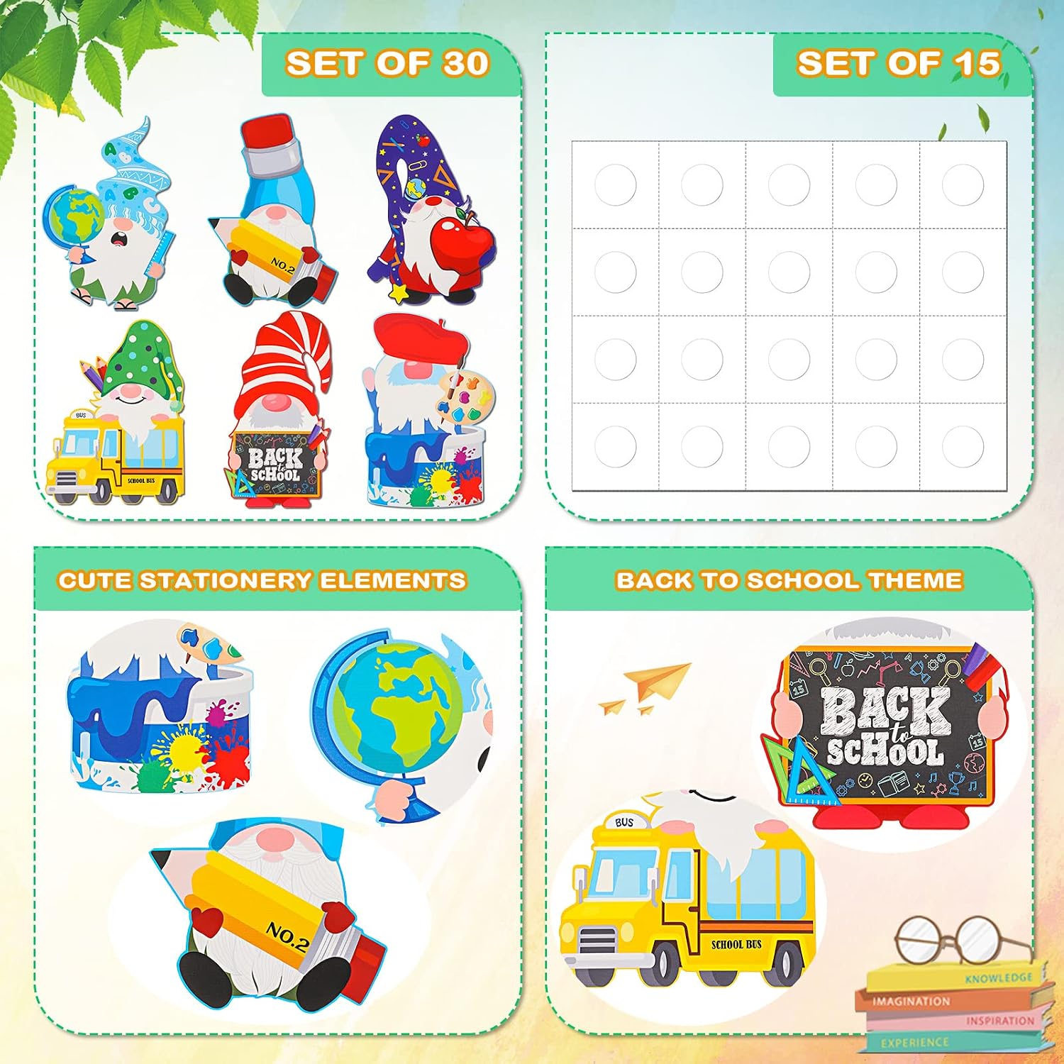 Chivao 30 Pcs Back to School Gnomes Classroom Wall Decor with 300 Adhesives image 3