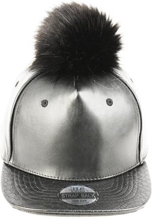 Pom Pom Baseball Cap/Fuax Leather