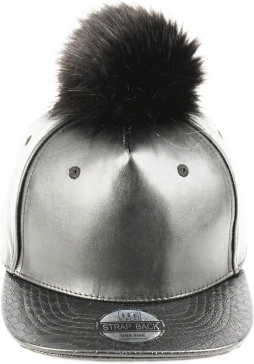 Pom Pom Baseball Cap/Fuax Leather