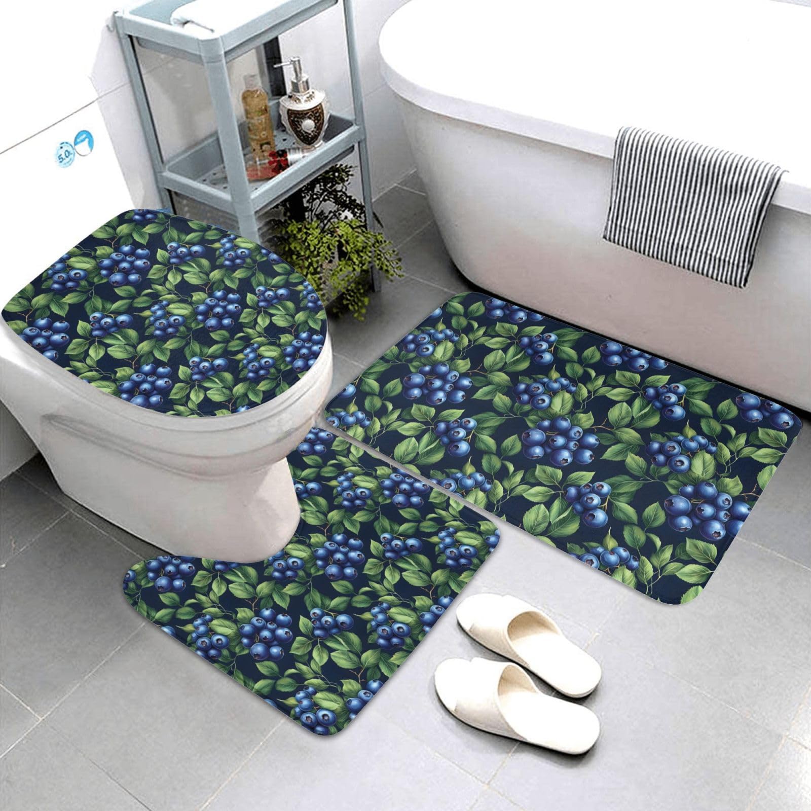 Tapis de bain pour moments de détente imprimé myrtille lot de 3 pièces