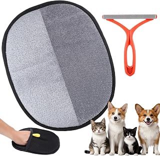 Palksky Pet Hair Removal Tool 2Pack, Reusable Static Removal Gloves, Double-Sided Grooming Gloves for Pets, Removes Pet Fur Hair for Carpets, Couch, Pet Bed, Cat Tree, Furniture & Rug