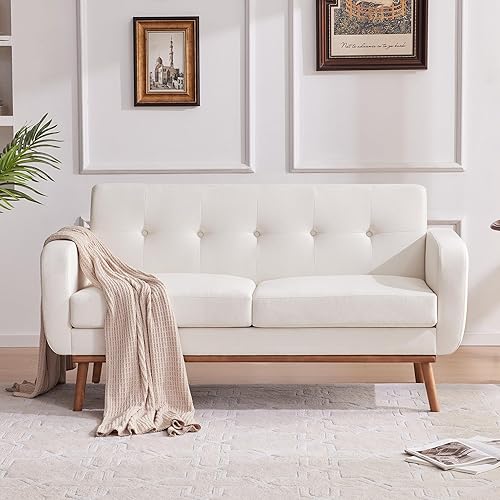 HUIMO Sofá biplaza de 62 pulgadas, sofás de dos plazas modernos de mediados de siglo para sala de estar, muebles tapizados con marco sólido y
