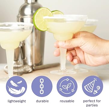 MATANA 10 Plastic Cocktail Glasses 360ml Clear - Reusable Margarita Glasses | 12oz Daiquiri Martini Cups · BPA-free & Shatter-Resistant · For Weddings Birthdays, Christmas & Outdoor Parties