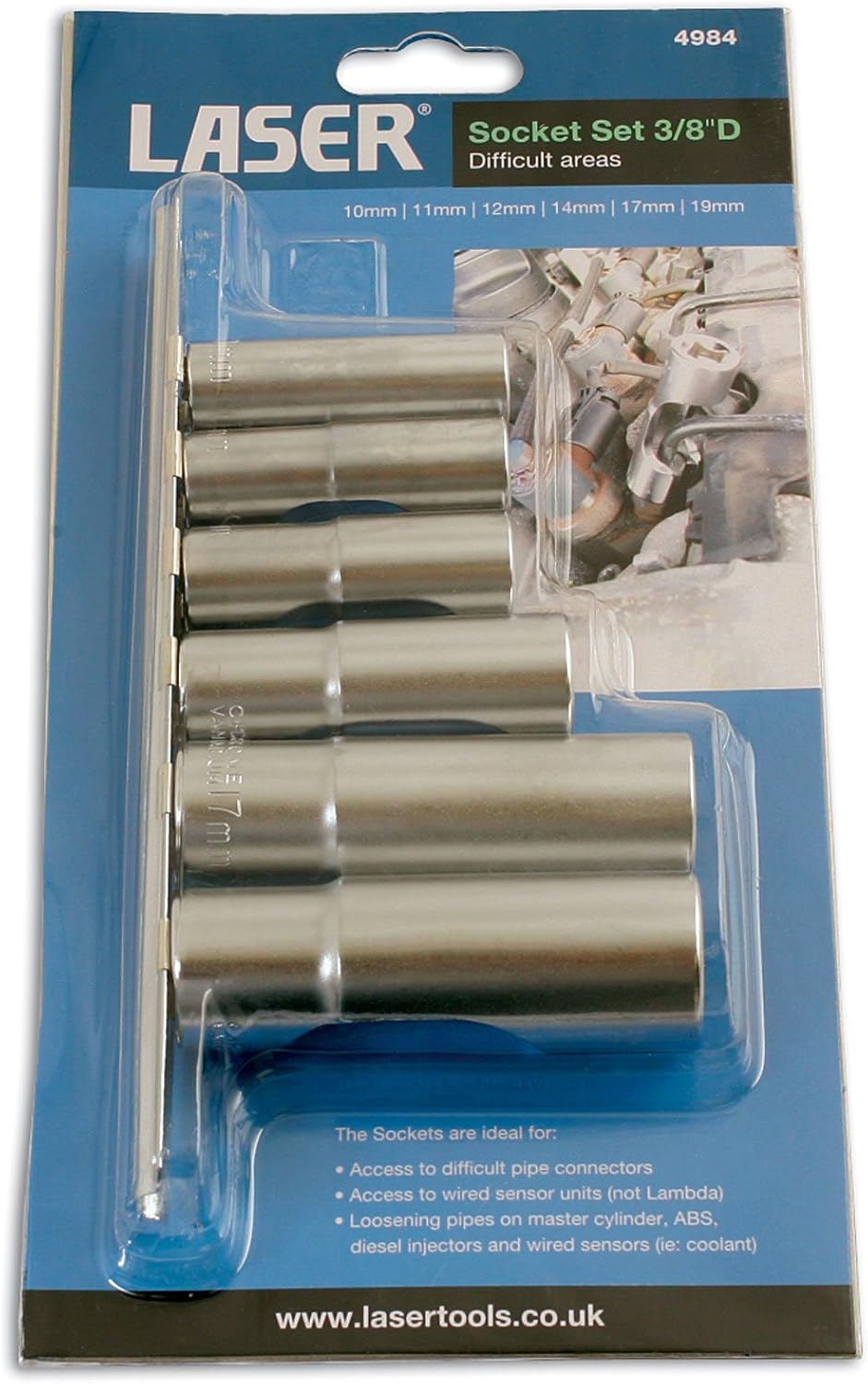 Laser 4984 Difficult Access Socket Set 3/8"D 6pc