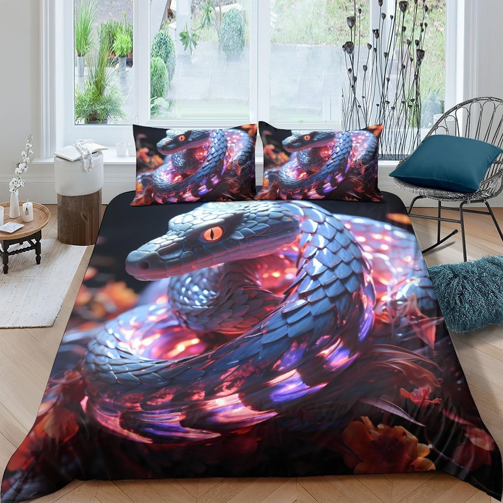 Ctjqhvkz Style-9 3D Printed Fantasy Dragon Fitted Sheet Microfiber Soft Breathable Fire Serpent Mattress Cover For Bedroom Living Room Decor Single（135X200cm）