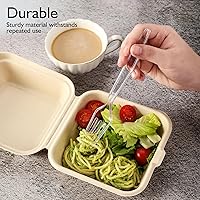 Vista 3 de [300 unidades] Tenedores de plástico transparente resistente, tenedores de plástico desechables, cubiertos de plástico de lujo, tenedores