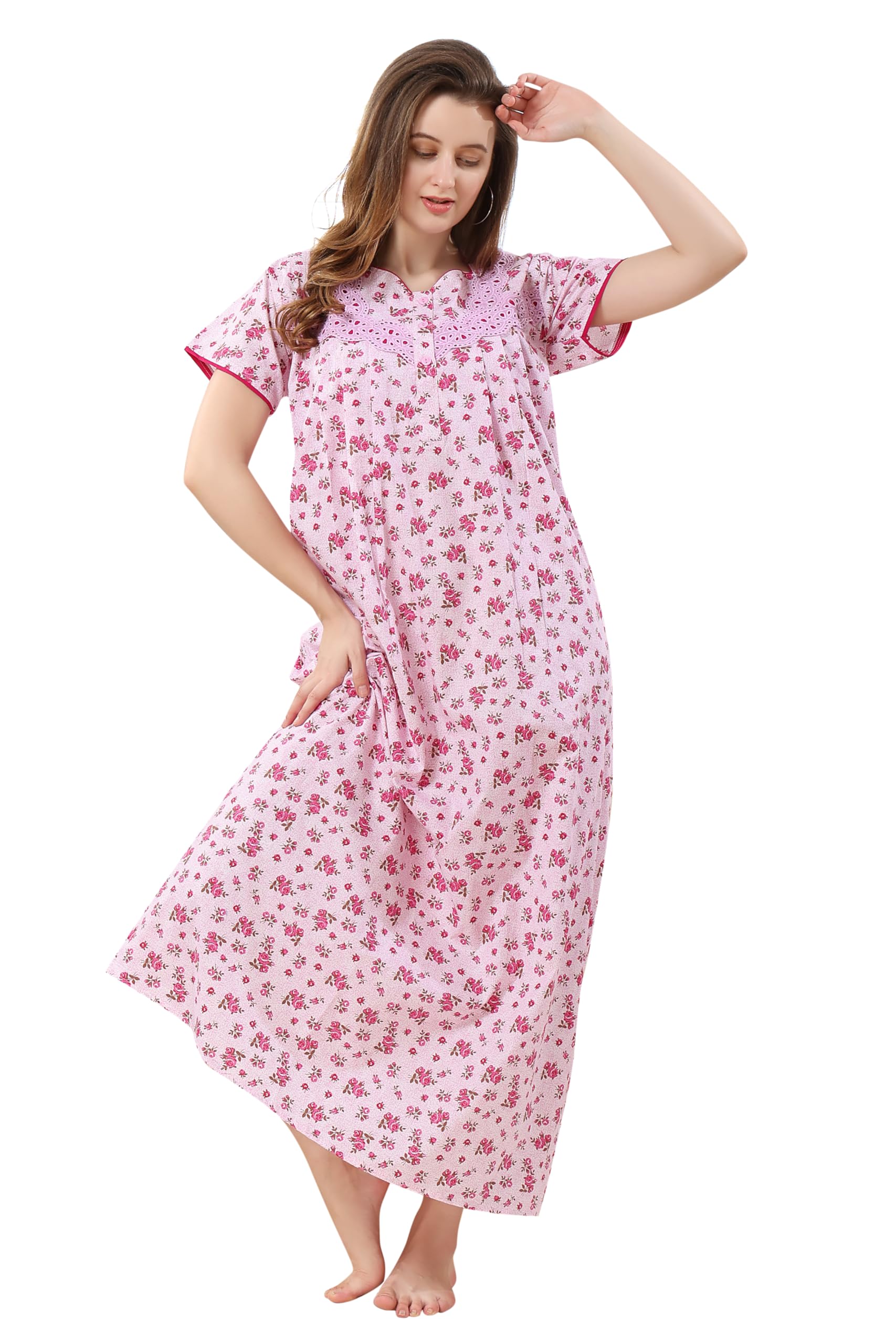 soulemo Women Cotton Floor Length Nighty 1790-picture-5