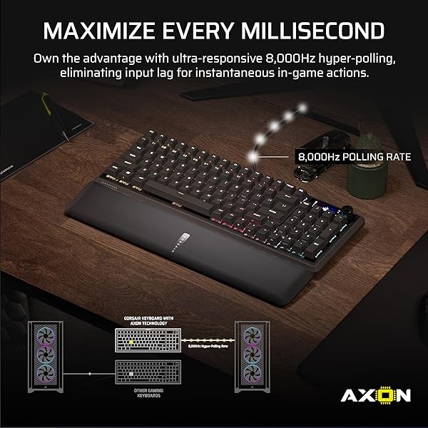 CORSAIR Vanguard 96 Wired Mechanical RGB Gaming Keyboard – QWERTY US, 96% Layout, MLX Quantum Linear Switches, 8000Hz Hyper-Polling, Virtual Stream Deck, SOCD Flashtap – Black - 3