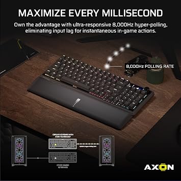 Corsair Vanguard 96 Wired Mechanical Gaming Keyboard 96% Layout, MLX Fusion Tactile Switches, 8000Hz Polling, LCD Display, Virtual Stream Deck, G-Keys, SOCD Flashtap, QWERTY US Black