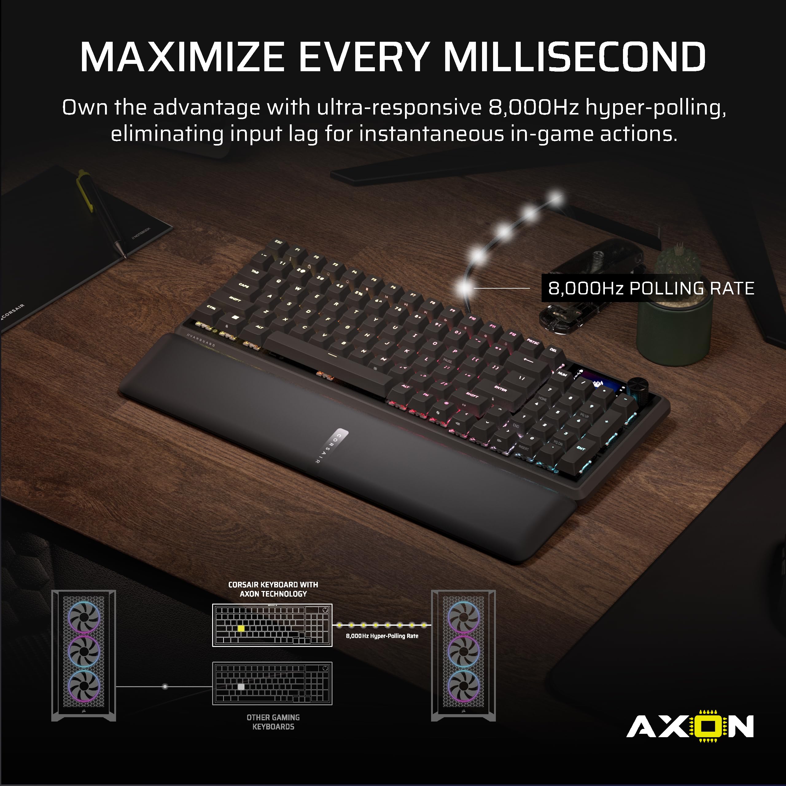 CORSAIR Vanguard 96 Wired Mechanical RGB Gaming Keyboard – QWERTY US, 96% Layout, MLX Quantum Linear Switches, 8000Hz Hyper-Polling, Virtual Stream Deck, SOCD Flashtap – Black - 4