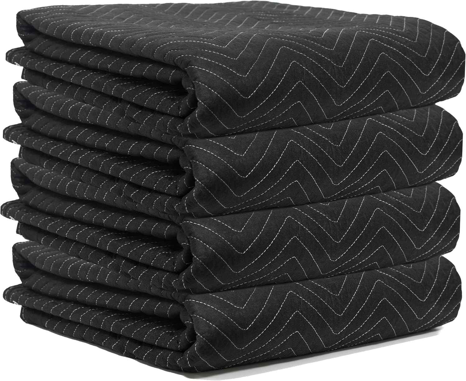 Padded Packing & Moving Blankets 4 Pack Deluxe Quality 80 x 72 inch Furniture Shipping Pads for Moving and Storage-Black(4 Deluxe Blankets 45 lbs/Dozen) 4 Deluxe Blankets 45 lbs / Dozen