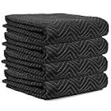 Padded Packing & Moving Blankets 4 Pack Deluxe Quality 80 x 72 inch Furniture Shipping Pads for Moving and Storage-Black(4 Deluxe Blankets 45 lbs/Dozen)