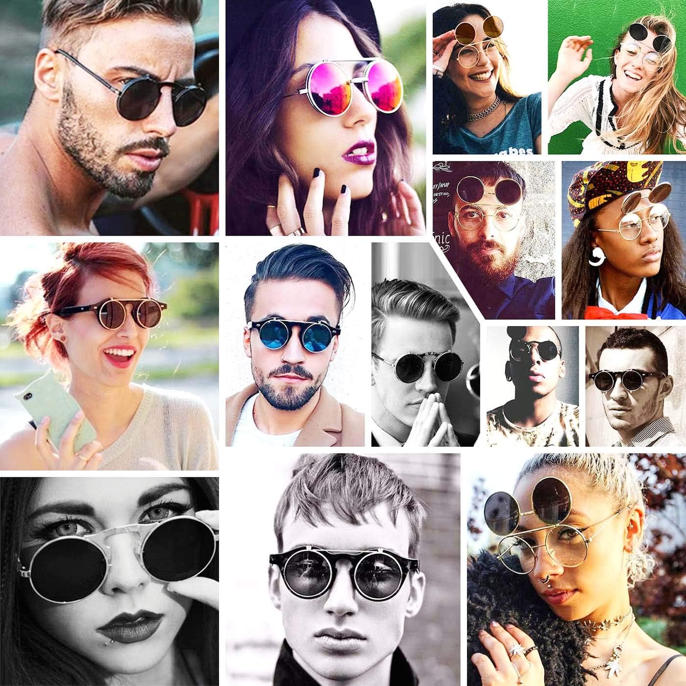 Dollger Flip Up Sunglasses Men Women Polarized Steampunk Flip Sunglasses with Double Lenses