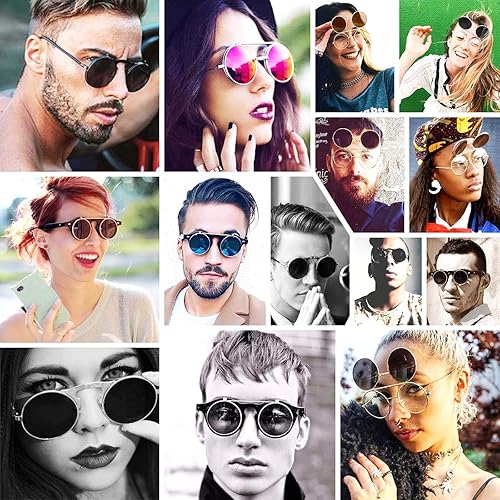 Miniatura 3 de Dollger Lentes de sol abatibles para hombres y mujeres, polarizados, steampunk, con doble lente