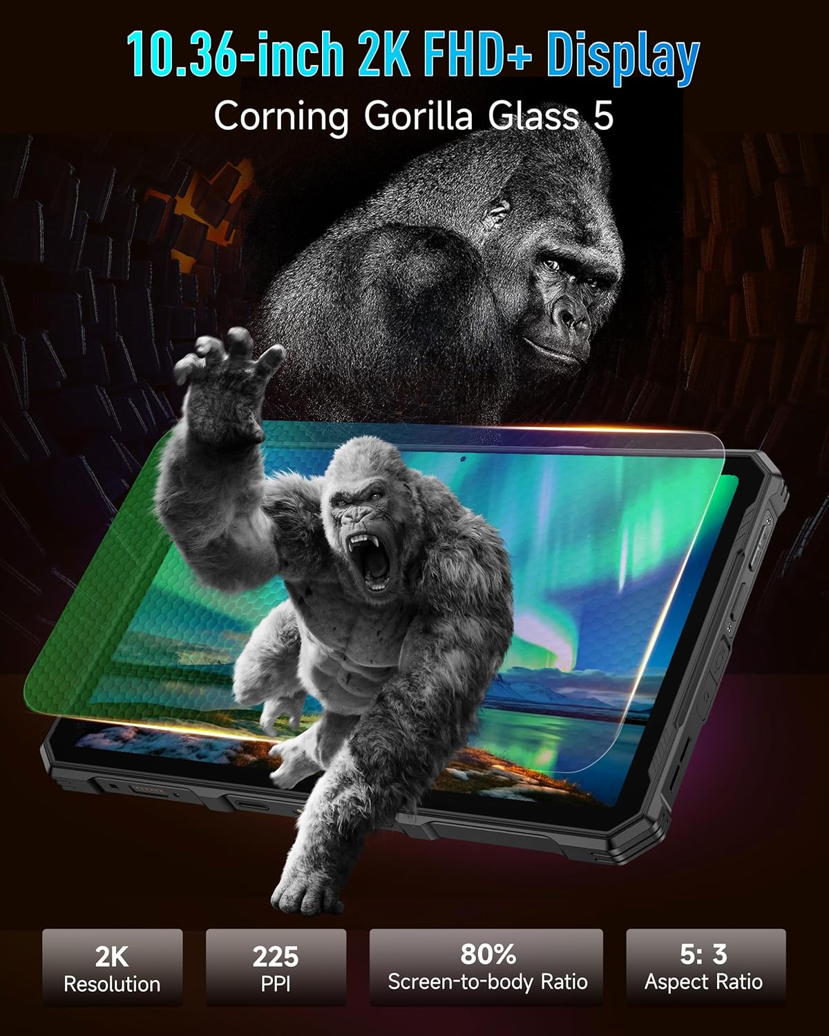 Ulefone Armor Pad 4 Ultra 5G Rugged Tablet, 16GB + 256GB/2TB Expansion Android 15, 10.36" 2K Corning Display, IP68/69K, 11800mAh(33W), 10W Dock Charging, 50MP + 32MP, 1100LM LED Lights, NFC, Dual 5G