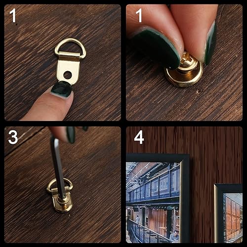 Miniatura 4 de SAVITA Kit de 71 piezas para colgar fotos, anillos en D, ganchos de un solo agujero con tornillos y un destornillador para colgar marcos de fotos,