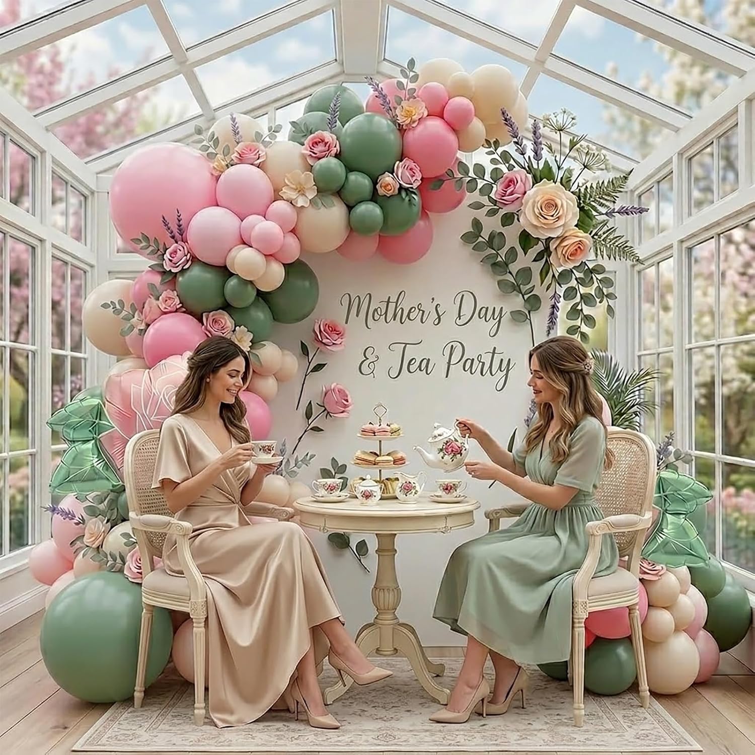 Spring Balloon Arch Kit Baby in Bloom Baby Shower Decorations with Pastel Sage Green Pink Balloon Garland with huge flower mylar balloons for Boho baby girl Birthday Mother's Day Floral Decor Supplies image 2