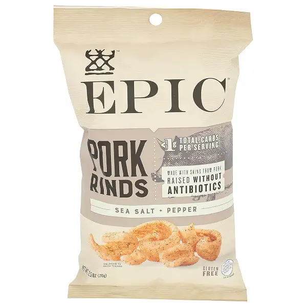 EPIC Sea Salt & Pepper Pork Rinds, Keto Consumer Friendly, 2.5oz 1