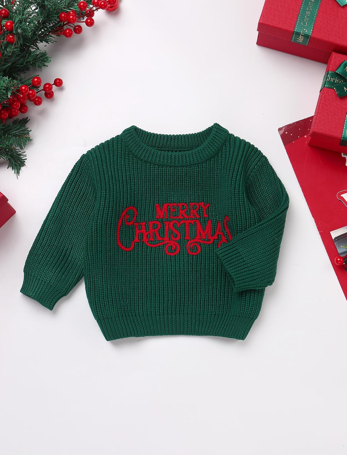 FYMNSI Toddler Baby Christmas Sweater Girls Boys Chunky Crochet Sweaters Top Pullover Sweatshirts Newborn Fall Winter Clothes