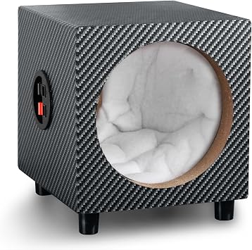 8 Inch Car Audio Enclosures, Subwoofer Sub Box Enclosure, Vented Speaker Enclosure, Carpet Unloaded Box with Sound-Absorbing Cotton & Speaker Spikes Pads Mat