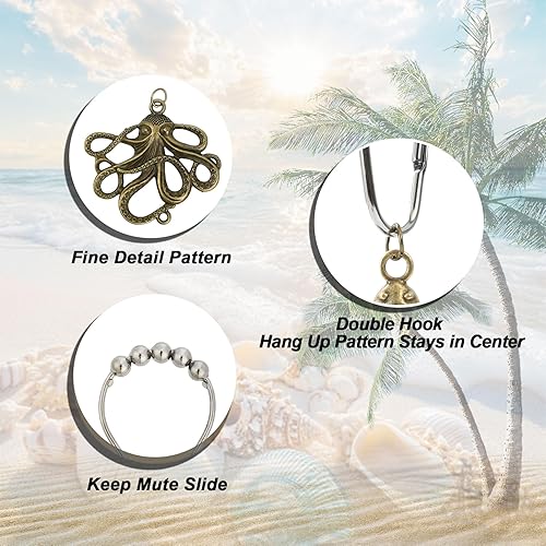 Miniatura 5 de INSYOHO Ganchos para cortina de ducha de playa, 12 piezas, accesorios para cortina de ducha con ganchos de bronce junto al mar, 5 diseños náuticos