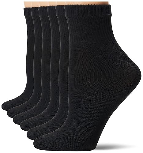 Hanes Ultimate womens Ankle Socks, Comfort Toe Seamed, White & Black Available, 6-pack