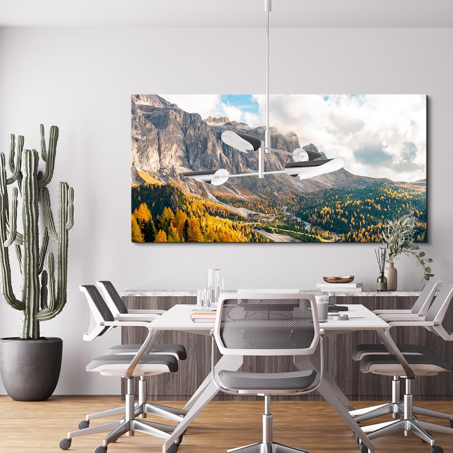 Craftline - The Dolomites Mountain in Italy Landscape Nature Canvas Painting, Rocky Cliffs with Forest Valley Photo Countryside Picture Modern Framed Wall Art for Living Room Office Bedroom 32x16inch