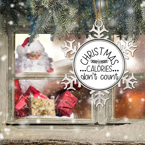 Vista 27 de Adorno de Navidad de metal para feliz año nuevo Yall, adornos de Navidad de metal, citas divertidas de Navidad, adornos colgantes decorativos de 3