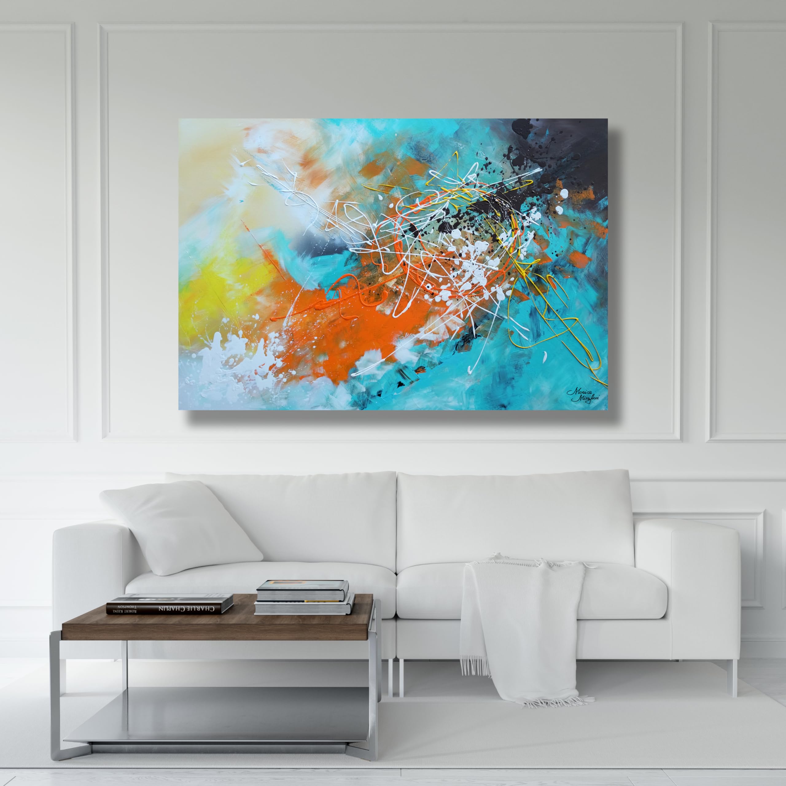 Monica Mirafiori I 90x60 cm I Tableau Peint à la Main I Modèles Tableau I Peintre Moderne I Tableaux Peintures I Toile sur Cadre en Bois