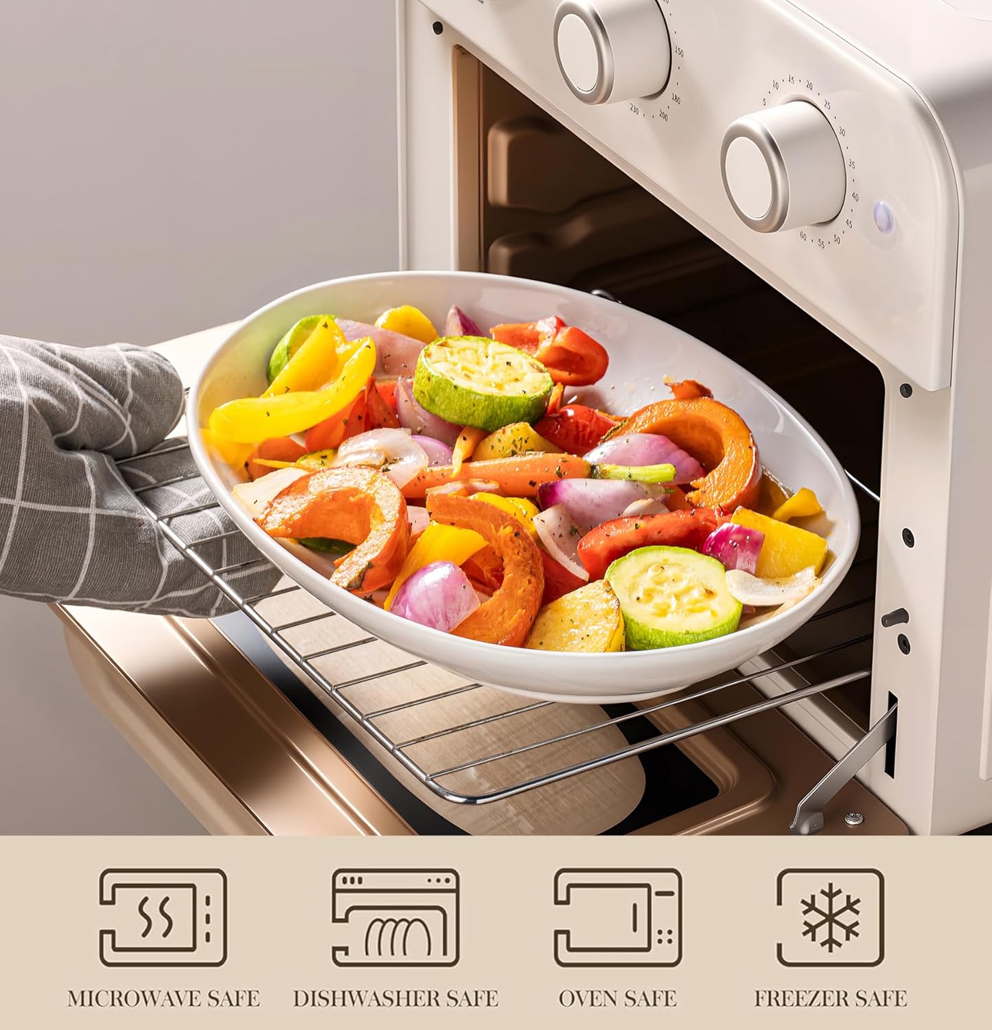 12" Oval Ceramic Serving Platter, Deep Oval Plates, Large Serving Bowls for Appetizer, Pasta, Salad, Vegetables, Set of 3