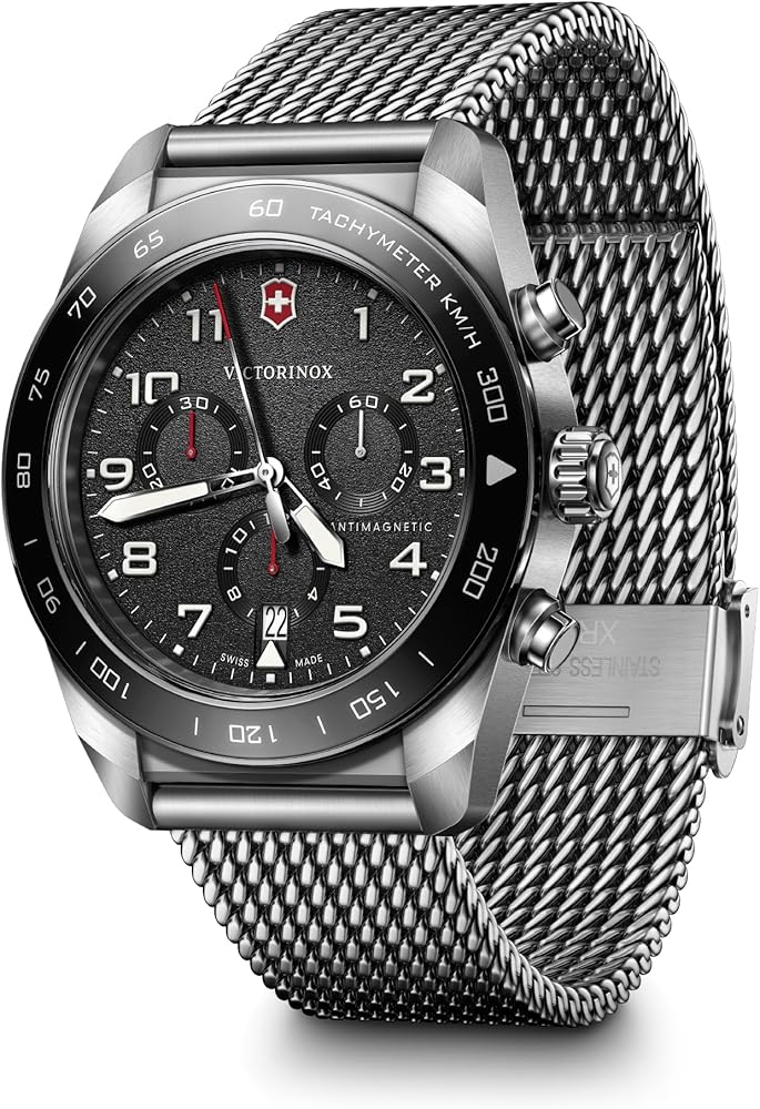 Amazon.com: Victorinox Swiss Army Chronograph Black Dial Mesh